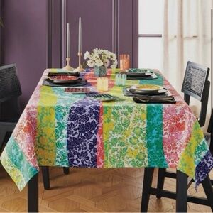 Diane von Furstenberg DVF Target Floral Toile Rectangle Tablecloth 60”x84” NWT